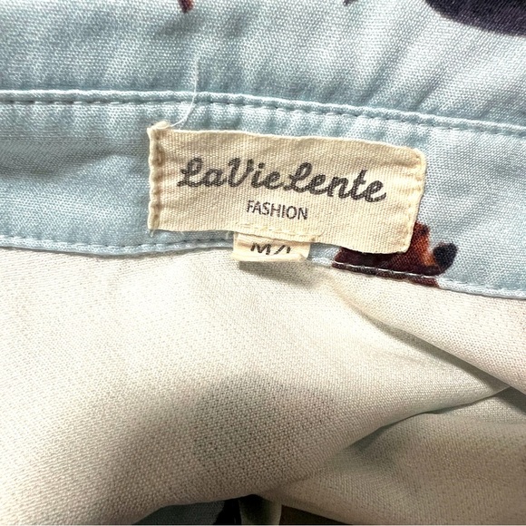 LaVielente Women’s M/L Dachshund Print Light Blue Sleeveless Mini Dress Lined - Picture 6 of 9